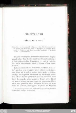 Chapitre VIII Fès Elbali (Suite)