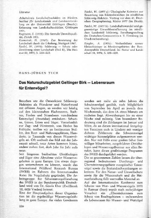 Das Naturschutzgebiet Geltinger Birk - Lebensraum für Entenvögel?