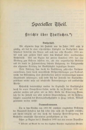 Berichte über Thatsachen.