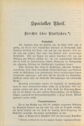 Berichte über Thatsachen.