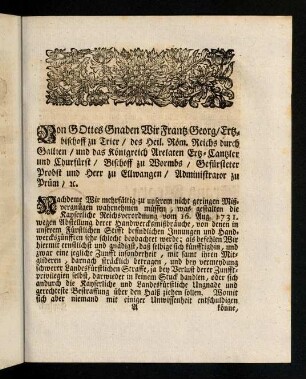 1-2, Von Gottes Gnaden Wir Frantz Georg ...