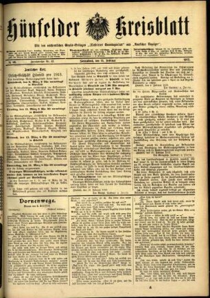 Ausgabe vom Samstag, den 15. Februar 1913.
