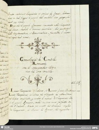Cronologia de'Consoli Romani con il compendio istorico del loco consola