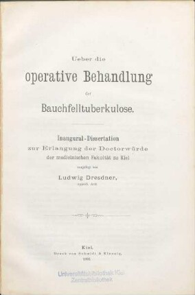 Ueber die operative Behandlung der Bauchfelltuberkulose