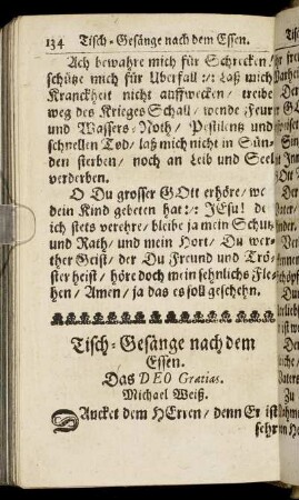 Tisch-Gesänge nach dem Essen.