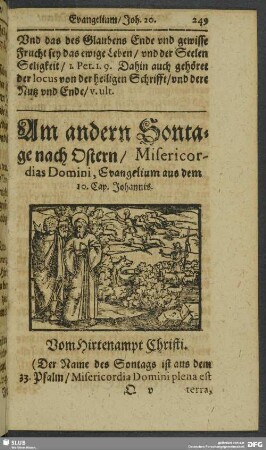 Am andern Sontag nach Ostern, Misericordias Domini, Evangelium aus dem 10. Cap. Johannis