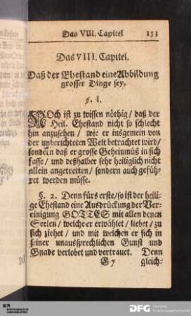 Das VIII. Capitel. Daß der Ehestand eine Abbildung grosser Dinge sey.
