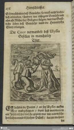Die Circe verwandlet deß Ulyssis Gesellen in mancherley Thier