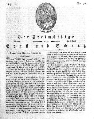 Nro. 70, Montag, den 8. April 1805