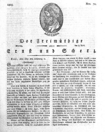 Nro. 70, Montag, den 8. April 1805