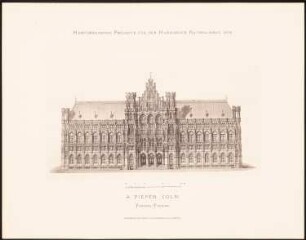 Hervorragende Projekte für den Hamburger Rathausbau 1876: Vorderansicht