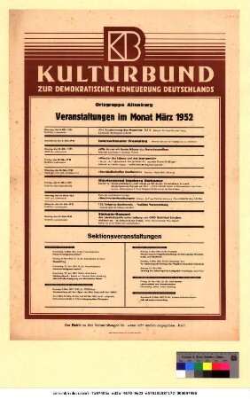 Originaltitel: Veranstaltungen im Monat März 1952