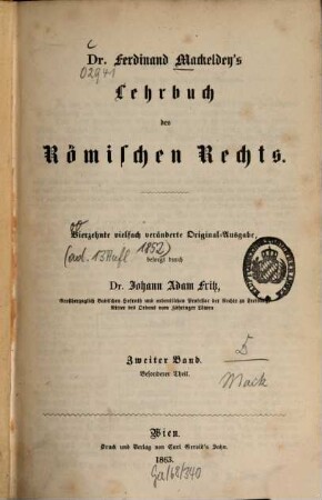 Lehrbuch des Römischen Rechts, 2