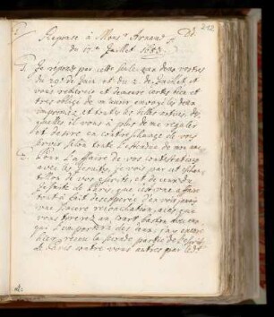 Dd. Reponse à Mr. Arnaud du 17. Juill. 1683.