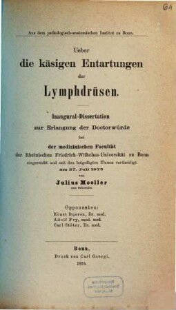 Ueber die käsigen Entartungen der Lymphdrüsen