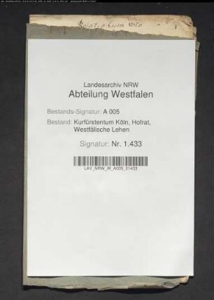 Bericht und Gutachten in Sachen J. Laer gegen B. Hense wegen des sog. Laers-Lehens zu Miste vor Rüthen