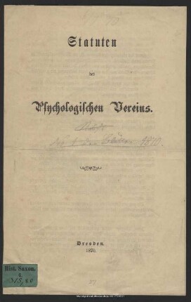 Statuten des Psychologischen Vereins