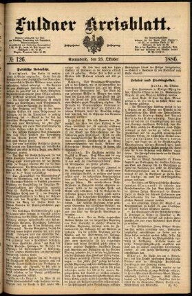 Erste Ausgabe vom Samstag, den 23. Oktober 1886.