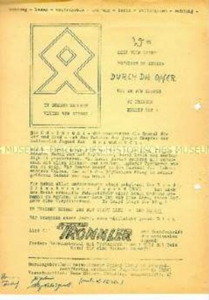 Hektografiertes Rundschreiben des neonazistischen Bundes Heimattreuer Jugend (BHJ) mit dem Grundsatzprogramm und Werbung für die Kampfschrift "Trommler"