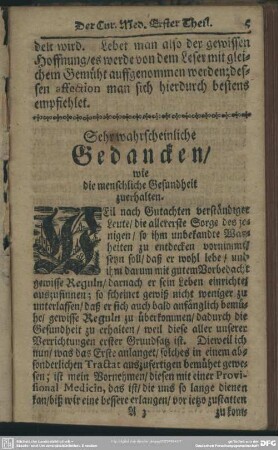 Sehr wahrscheinliche Gedancken, wie die menschliche Gesundheit zuerhalten