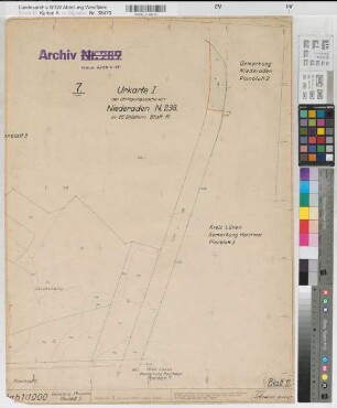 Niederaden (Lünen), Lanstrop (Dortmund), Umlegung Niederaden, Bl. 11 Urkarte I Niederaden Flur 7