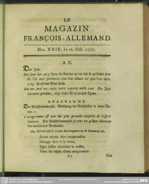 Nro. XXIV. le IX. Oct. 1777