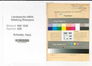 Entnazifizierung Hans Schwake , geb. 01.03.1904 (Angestellter)