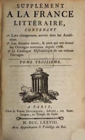 La France littéraire. 3, 3. 1778
