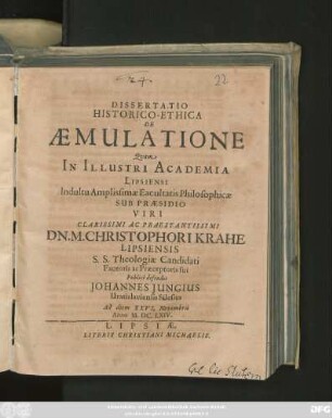 Dissertatio Historico-Ethica De Aemulatione