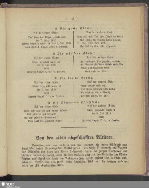 Von den alten abgeschafften Altären