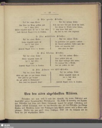 Von den alten abgeschafften Altären