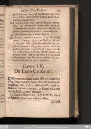 Caput IX. De Loco Causarum.