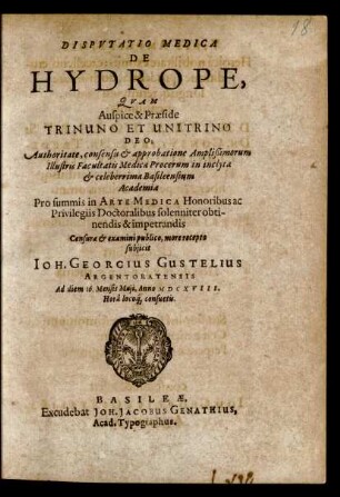 Disputatio Medica De Hydrope