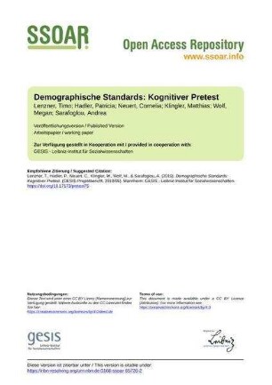 Demographische Standards: Kognitiver Pretest