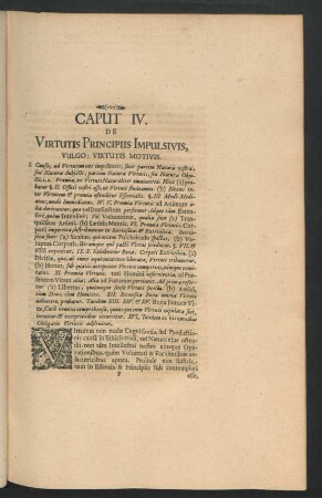 Caput IV. De Virtutis Principiis Impulsivis, Vulgo: Virtutis Motivis.