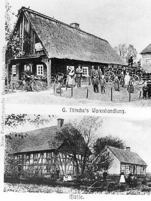 Rietschen-Viereichen-Mocholz. Ehem. Mühle (unten), Ansichtskarte um 1920, Repro, Ausschnitt