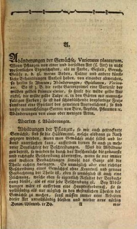 Botanisches Wörterbuch oder Versuch einer Erklärung der vornehmsten Begriffe und Kunstwörter in der Botanick. 1, A - L