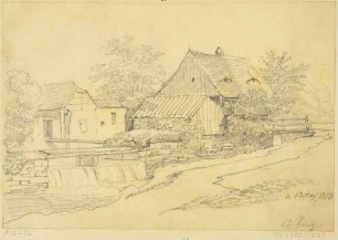 Wassermühle mit Nebengebäuden und Wehr in Constappel bei Klipphausen