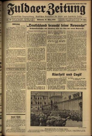 Erste Ausgabe vom Mittwoch, den 20. März 1935.