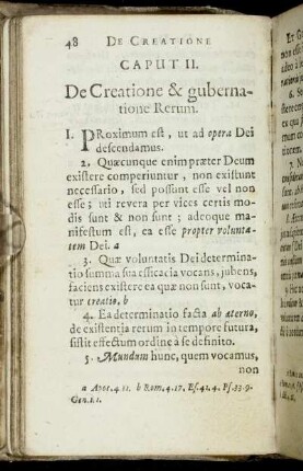 Caput II. De Creatione & gubernatione Rerum.