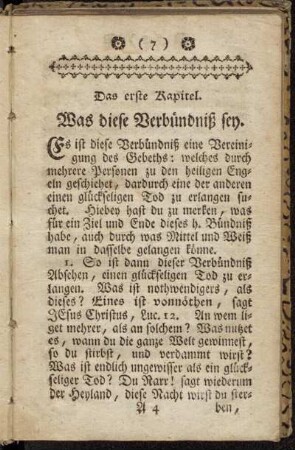 Das erste Kapitel. Was diese Verbündniß sey.