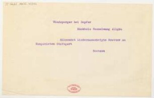 Brief an Lothar Windsperger : 08.1926