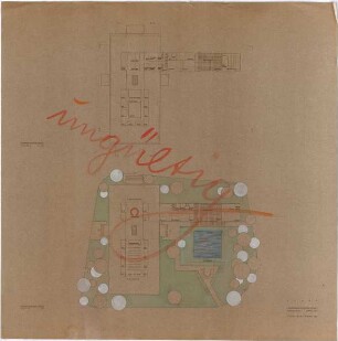 Schneider - Esleben, Paul; Hannover, Messegelände; Ausstellungspavillon und Turm für die Mannesmann AG - Messehalle (Grundriss)