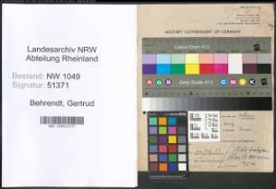 Entnazifizierung Gertrud Behrendt , geb. 24.09.1889 ()