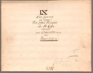 Die zwei Prinzen, Excerpts, Arr, cl, HenK WoO 117/10 - BSB Mus.Schott.Ha 8708-2