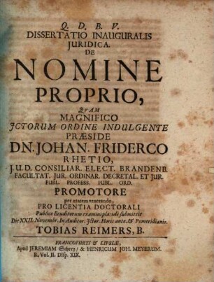Diss. inaug. iur. de nomine proprio