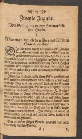 Zweyte Zugabe. Von Gelangung zu dem übernatürlichen Stande.