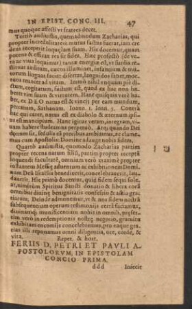 Feriis D. Petri Et Pauli Apostolorum, In Epistolam ...