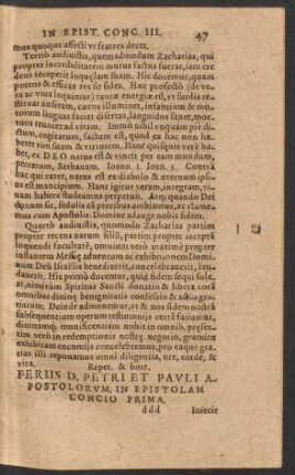 Feriis D. Petri Et Pauli Apostolorum, In Epistolam ...