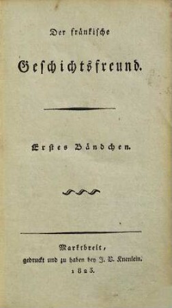 Der fränkische Geschichtsfreund, 1